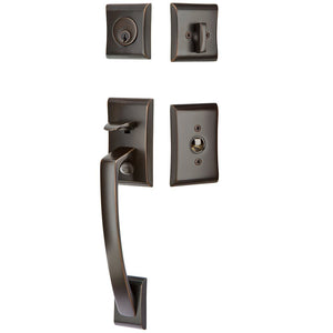 ARES OIL RUBBED BRONZE (US10B) HANDLESET SINGLE-CYLINDER [4817] W/ 2-3/8" BACKSET AND 1/4" ROUND FACEPLATE AND STRIKEPLATE W/ INTERIOR LEVER