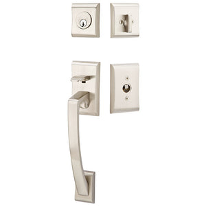 ARES SATIN NICKEL (US15) HANDLESET SINGLE-CYLINDER [4817] W/ 2-3/8" BACKSET AND 1/4" ROUND FACEPLATE AND STRIKEPLATE W/ INTERIOR KNOB
