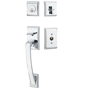ARES POLISHED CHROME (US26) HANDLESET SINGLE-CYLINDER [4817] W/ 2-3/8" BACKSET AND 1/4" ROUND FACEPLATE AND STRIKEPLATE W/ INTERIOR KNOB
