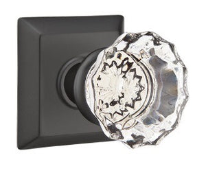 ASTORIA GLASS (AS) PASSAGE (HALL/CLOSET) KNOB WITH 2-3/8" BACKSET AND 1/4" ROUND FACEPLATE AND STRIKEPLATE
