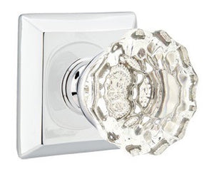 ASTORIA GLASS (AS) PASSAGE (HALL/CLOSET) KNOB WITH 2-3/8" BACKSET AND 1/4" ROUND FACEPLATE AND STRIKEPLATE