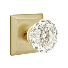 Load image into Gallery viewer, ASTORIA GLASS (AS) PRIVACY (BED/BATH) KNOB WITH 2-3/8&quot; BACKSET AND 1/4&quot; ROUND FACEPLATE AND STRIKEPLATE
