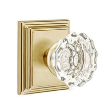 Load image into Gallery viewer, ASTORIA GLASS (AS) PRIVACY (BED/BATH) KNOB WITH 2-3/8&quot; BACKSET AND 1/4&quot; ROUND FACEPLATE AND STRIKEPLATE
