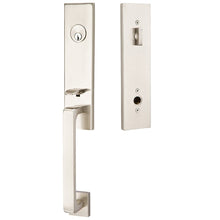Load image into Gallery viewer, DAVOS SATIN NICKEL (US15) HANDLESET SINGLE-CYLINDER [4818] W/ 2-3/8&quot; BACKSET AND 1/4&quot; ROUND FACEPLATE AND STRIKEPLATE W/ INTERIOR KNOB

