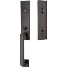 Load image into Gallery viewer, DAVOS FLAT BLACK (US19) HANDLESET SINGLE-CYLINDER [4818] W/ 2-3/8&quot; BACKSET AND 1/4&quot; ROUND FACEPLATE AND STRIKEPLATE W/ INTERIOR KNOB

