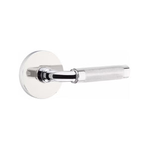 R-BAR KNURLED (RA.KN) PASSAGE (HALL/CLOSET) LEVER WITH 2-3/8" BACKSET AND 1/4" ROUND FACEPLATE AND STRIKEPLATE