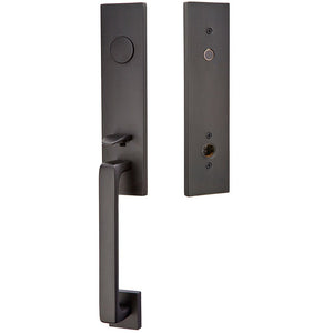 DAVOS FLAT BLACK (US19) HANDLESET DUMMY [4808] W/ 2-3/8" BACKSET AND 1/4" ROUND FACEPLATE AND STRIKEPLATE W/ INTERIOR KNOB