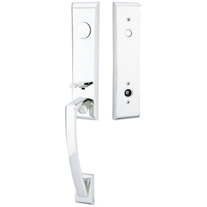 APOLLO POLISHED CHROME (US26) HANDLESET DUMMY [4805] W/ 2-3/8" BACKSET AND 1/4" ROUND FACEPLATE AND STRIKEPLATE W/ INTERIOR LEVER