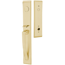 Load image into Gallery viewer, ORION SATIN BRASS (US4) HANDLESET DUMMY [4806] W/ 2-3/8&quot; BACKSET AND 1/4&quot; ROUND FACEPLATE AND STRIKEPLATE W/ INTERIOR LEVER
