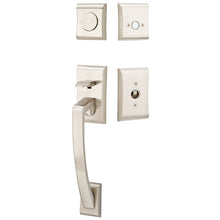 Load image into Gallery viewer, ARES SATIN NICKEL (US15) HANDLESET DUMMY [4807] W/ 2-3/8&quot; BACKSET AND 1/4&quot; ROUND FACEPLATE AND STRIKEPLATE W/ INTERIOR LEVER
