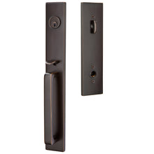 Load image into Gallery viewer, LAUSANNE OIL RUBBED BRONZE (US10B) HANDLESET SINGLE-CYLINDER [4819] W/ 2-3/8&quot; BACKSET AND 1/4&quot; ROUND FACEPLATE AND STRIKEPLATE W/ INTERIOR KNOB
