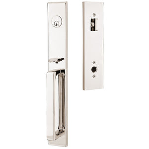 LAUSANNE POLISHED NICKEL (US14) HANDLESET SINGLE-CYLINDER [4819] W/ 2-3/8" BACKSET AND 1/4" ROUND FACEPLATE AND STRIKEPLATE W/ INTERIOR KNOB