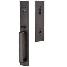 Load image into Gallery viewer, LAUSANNE FLAT BLACK (US19) HANDLESET SINGLE-CYLINDER [4819] W/ 2-3/8&quot; BACKSET AND 1/4&quot; ROUND FACEPLATE AND STRIKEPLATE W/ INTERIOR KNOB
