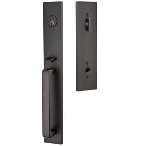 LAUSANNE FLAT BLACK (US19) HANDLESET SINGLE-CYLINDER [4819] W/ 2-3/8" BACKSET AND 1/4" ROUND FACEPLATE AND STRIKEPLATE W/ INTERIOR KNOB
