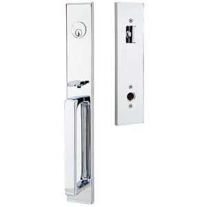 LAUSANNE POLISHED CHROME (US26) HANDLESET SINGLE-CYLINDER [4819] W/ 2-3/8" BACKSET AND 1/4" ROUND FACEPLATE AND STRIKEPLATE W/ INTERIOR LEVER