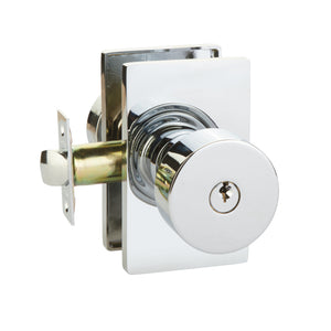 ROUND (ROU) KEY IN KNOB LOCKSET WITH 2-3/8" BACKSET AND 1/4" ROUND FACEPLATE AND STRIKEPLATE