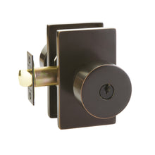 Load image into Gallery viewer, ROUND (ROU) KEY IN KNOB LOCKSET WITH 2-3/8&quot; BACKSET AND 1/4&quot; ROUND FACEPLATE AND STRIKEPLATE
