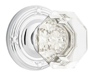 OLD TOWN GLASS (OT) PRIVACY (BED/BATH) KNOB WITH 2-3/8" BACKSET AND 1/4" ROUND FACEPLATE AND STRIKEPLATE