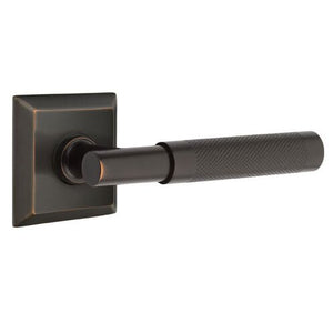 T-BAR KNURLED (TA.KN) PASSAGE (HALL/CLOSET) LEVER WITH 2-3/8" BACKSET AND 1/4" ROUND FACEPLATE AND STRIKEPLATE