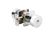 Load image into Gallery viewer, ROUND (ROU) KEY IN KNOB LOCKSET WITH 2-3/8&quot; BACKSET AND 1/4&quot; ROUND FACEPLATE AND STRIKEPLATE
