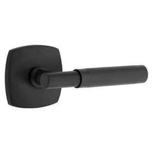 T-BAR KNURLED (TA.KN) PASSAGE (HALL/CLOSET) LEVER WITH 2-3/8" BACKSET AND 1/4" ROUND FACEPLATE AND STRIKEPLATE