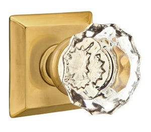 ASTORIA GLASS (AS) PASSAGE (HALL/CLOSET) KNOB WITH 2-3/8" BACKSET AND 1/4" ROUND FACEPLATE AND STRIKEPLATE