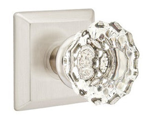 ASTORIA GLASS (AS) PASSAGE (HALL/CLOSET) KNOB WITH 2-3/8" BACKSET AND 1/4" ROUND FACEPLATE AND STRIKEPLATE