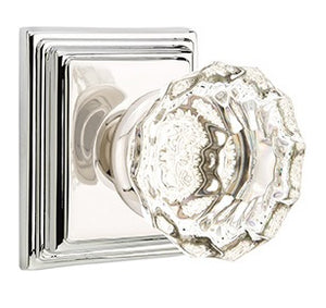 ASTORIA GLASS (AS) PASSAGE (HALL/CLOSET) KNOB WITH 2-3/8" BACKSET AND 1/4" ROUND FACEPLATE AND STRIKEPLATE