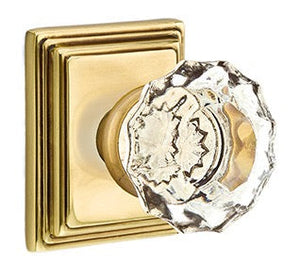 ASTORIA GLASS (AS) PRIVACY (BED/BATH) KNOB WITH 2-3/8" BACKSET AND 1/4" ROUND FACEPLATE AND STRIKEPLATE