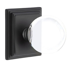 BRISTOL GLASS (BL) PASSAGE (HALL/CLOSET) KNOB WITH 2-3/8" BACKSET AND 1/4" ROUND FACEPLATE AND STRIKEPLATE WITH TRADITIONAL ROSETTE