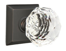 Load image into Gallery viewer, DIAMOND GLASS (CK) PRIVACY (BED/BATH) KNOB WITH 2-3/8&quot; BACKSET AND 1/4&quot; ROUND FACEPLATE AND STRIKEPLATE
