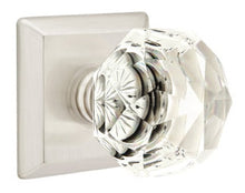 Load image into Gallery viewer, DIAMOND GLASS (CK) PASSAGE (HALL/CLOSET) KNOB WITH 2-3/8&quot; BACKSET AND 1/4&quot; ROUND FACEPLATE AND STRIKEPLATE
