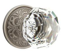 Load image into Gallery viewer, DIAMOND GLASS (CK) PRIVACY (BED/BATH) KNOB WITH 2-3/8&quot; BACKSET AND 1/4&quot; ROUND FACEPLATE AND STRIKEPLATE

