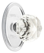 Load image into Gallery viewer, DIAMOND GLASS (CK) PASSAGE (HALL/CLOSET) KNOB WITH 2-3/8&quot; BACKSET AND 1/4&quot; ROUND FACEPLATE AND STRIKEPLATE

