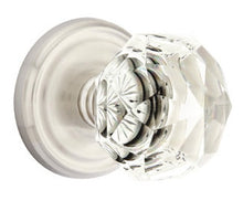 Load image into Gallery viewer, DIAMOND GLASS (CK) PASSAGE (HALL/CLOSET) KNOB WITH 2-3/8&quot; BACKSET AND 1/4&quot; ROUND FACEPLATE AND STRIKEPLATE
