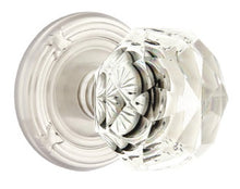 Load image into Gallery viewer, DIAMOND GLASS (CK) PASSAGE (HALL/CLOSET) KNOB WITH 2-3/8&quot; BACKSET AND 1/4&quot; ROUND FACEPLATE AND STRIKEPLATE
