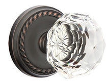 Load image into Gallery viewer, DIAMOND GLASS (CK) PASSAGE (HALL/CLOSET) KNOB WITH 2-3/8&quot; BACKSET AND 1/4&quot; ROUND FACEPLATE AND STRIKEPLATE
