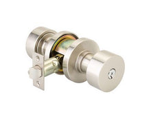 Load image into Gallery viewer, ROUND (ROU) KEY IN KNOB LOCKSET WITH 2-3/8&quot; BACKSET AND 1/4&quot; ROUND FACEPLATE AND STRIKEPLATE
