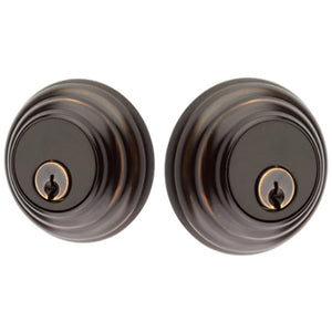 LOW PROFILE DEADBOLT WITH 2-3/8" BACKSET AND 1/4" ROUND FACEPLATE AND STRIKEPLATE