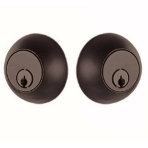 REGULAR DEADBOLT WITH 2-3/8" BACKSET AND 1/4" ROUND FACEPLATE AND STRIKEPLATE