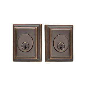 WILSHIRE DEADBOLT WITH 2-3/8" BACKSET AND 1/4" ROUND FACEPLATE AND STRIKEPLATE