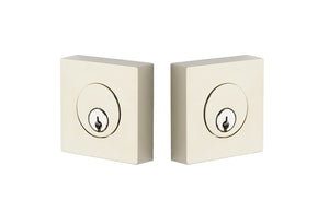 SQUARE DEADBOLT WITH 2-3/8" BACKSET AND 1/4" ROUND FACEPLATE AND STRIKEPLATE