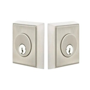 RECTANGULAR DEADBOLT WITH 2-3/8" BACKSET AND 1/4" ROUND FACEPLATE AND STRIKEPLATE