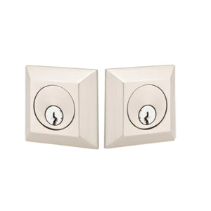 QUINCY DEADBOLT WITH 2-3/8" BACKSET AND 1/4" ROUND FACEPLATE AND STRIKEPLATE