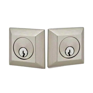 QUINCY DEADBOLT WITH 2-3/8" BACKSET AND 1/4" ROUND FACEPLATE AND STRIKEPLATE