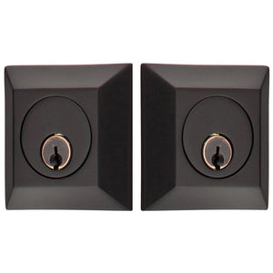 QUINCY DEADBOLT WITH 2-3/8" BACKSET AND 1/4" ROUND FACEPLATE AND STRIKEPLATE