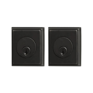 RECTANGULAR DEADBOLT WITH 2-3/8" BACKSET AND 1/4" ROUND FACEPLATE AND STRIKEPLATE