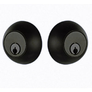 REGULAR DEADBOLT WITH 2-3/8" BACKSET AND 1/4" ROUND FACEPLATE AND STRIKEPLATE