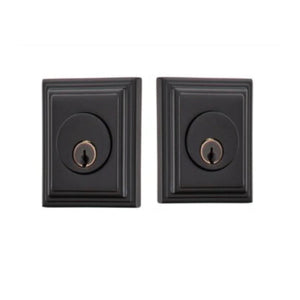 WILSHIRE DEADBOLT WITH 2-3/8" BACKSET AND 1/4" ROUND FACEPLATE AND STRIKEPLATE