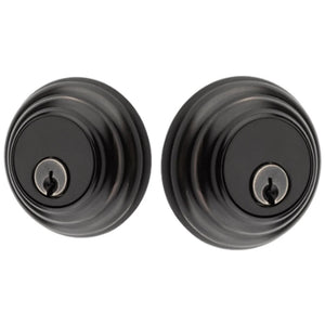 LOW PROFILE DEADBOLT WITH 2-3/8" BACKSET AND 1/4" ROUND FACEPLATE AND STRIKEPLATE